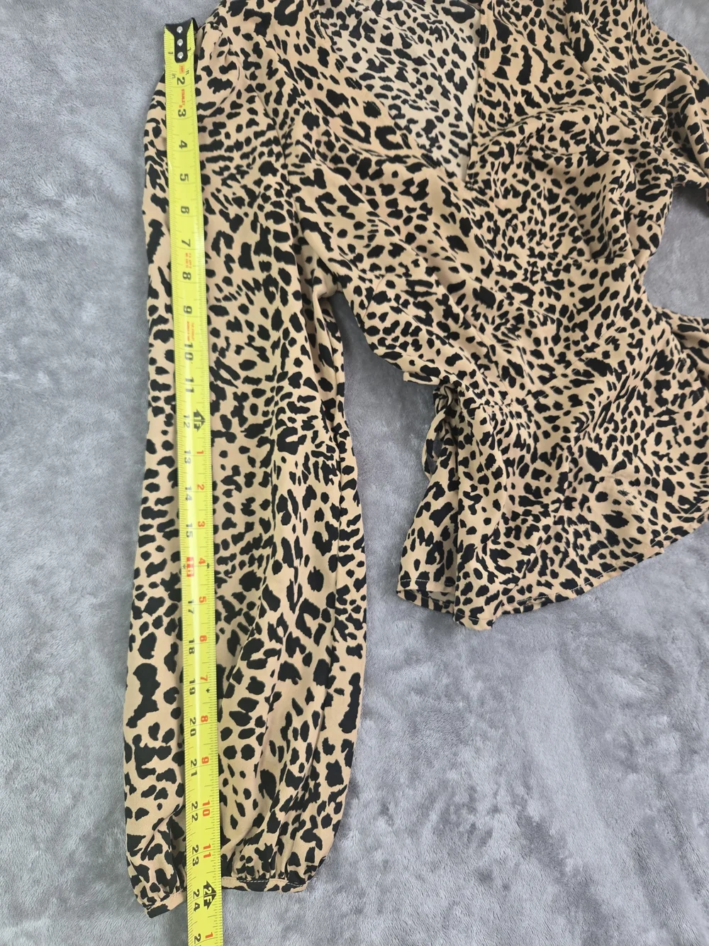 ASTR Tan and Black Leopard-Print Peplum Blouse